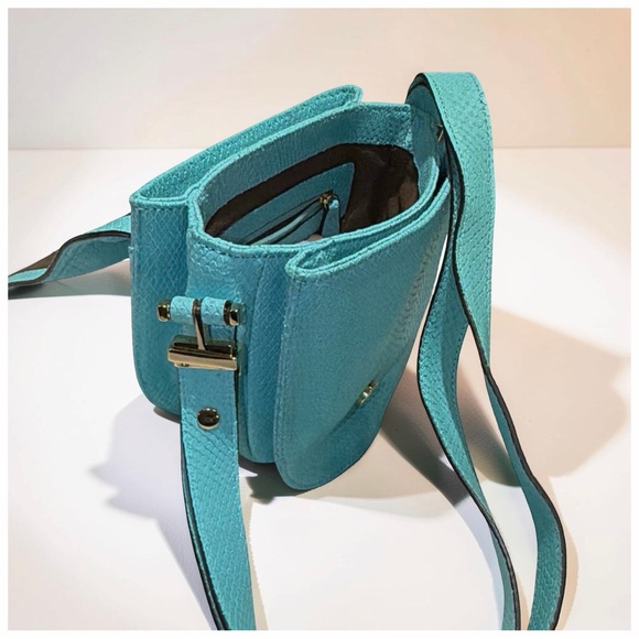 Stefano Orsi Firenze Turquoise Leather Saddle Crossbody Bag Gold Hardware Italy - Picture 11 of 15